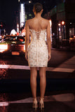 Sweetheart Green Floral Corset Ruched Bodycon Homecoming Dress with Lace-up Back