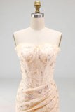 Sweetheart Green Floral Corset Ruched Bodycon Homecoming Dress with Lace-up Back