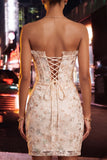 Sweetheart Green Floral Corset Ruched Bodycon Homecoming Dress with Lace-up Back