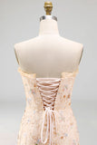 Sweetheart Green Floral Corset Ruched Bodycon Homecoming Dress with Lace-up Back
