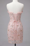 Sweetheart Green Floral Corset Ruched Bodycon Homecoming Dress with Lace-up Back