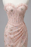 Sweetheart Green Floral Corset Ruched Bodycon Homecoming Dress with Lace-up Back