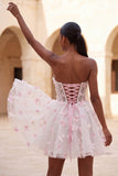 Glitter Lilac Sweetheart Butterfly Appliqued Corset Homecoming Dress