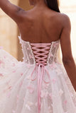 Glitter Lilac Sweetheart Butterfly Appliqued Corset Homecoming Dress