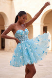 Glitter Lilac Sweetheart Butterfly Appliqued Corset Homecoming Dress
