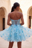 Glitter Lilac Sweetheart Butterfly Appliqued Corset Homecoming Dress