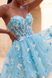 Glitter Lilac Sweetheart Butterfly Appliqued Corset Homecoming Dress