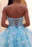 Glitter Lilac Sweetheart Butterfly Appliqued Corset Homecoming Dress