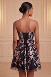 Strapless Sage Green Embroidered Pearl A Line Homecoming Dress with Bow