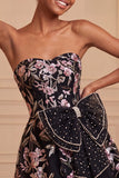 Strapless Sage Green Embroidered Pearl A Line Homecoming Dress with Bow
