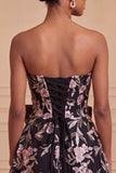 Strapless Sage Green Embroidered Pearl A Line Homecoming Dress with Bow
