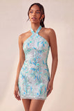 Halter Light Purple Sequin Bodycon Short Homecoming Dress