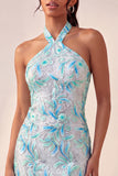 Halter Light Purple Sequin Bodycon Short Homecoming Dress