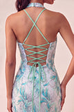 Halter Light Purple Sequin Bodycon Short Homecoming Dress