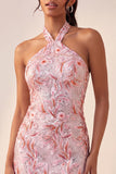 Halter Light Purple Sequin Bodycon Short Homecoming Dress