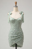 Lilac Corset Pearl Beaded Bodycon Homecoming Dress with Lace Up Back