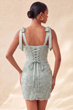 Lilac Corset Pearl Beaded Bodycon Homecoming Dress with Lace Up Back