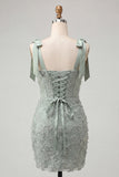 Lilac Corset Pearl Beaded Bodycon Homecoming Dress with Lace Up Back