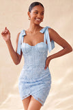 Lilac Corset Pearl Beaded Bodycon Homecoming Dress with Lace Up Back