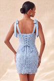 Lilac Corset Pearl Beaded Bodycon Homecoming Dress with Lace Up Back