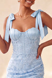 Lilac Corset Pearl Beaded Bodycon Homecoming Dress with Lace Up Back