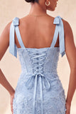 Lilac Corset Pearl Beaded Bodycon Homecoming Dress with Lace Up Back