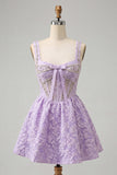 Mint Green A Line Corset Jacquard Pearl Beaded Short Homecoming Dress