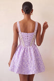Mint Green A Line Corset Jacquard Pearl Beaded Short Homecoming Dress