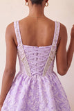 Mint Green A Line Corset Jacquard Pearl Beaded Short Homecoming Dress