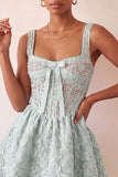Mint Green A Line Corset Jacquard Pearl Beaded Short Homecoming Dress
