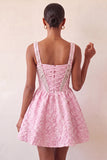 Mint Green A Line Corset Jacquard Pearl Beaded Short Homecoming Dress