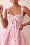Mint Green A Line Corset Jacquard Pearl Beaded Short Homecoming Dress