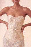 Lake Blue Jacquard Sweetheart Corset Fringed Bodycon Homecoming Dress