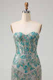 Lake Blue Jacquard Sweetheart Corset Fringed Bodycon Homecoming Dress