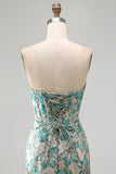 Lake Blue Jacquard Sweetheart Corset Fringed Bodycon Homecoming Dress