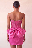 Silver Sweetheart Bodycon Corset Homecoming Dress with Bow