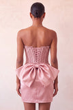 Silver Sweetheart Bodycon Corset Homecoming Dress with Bow