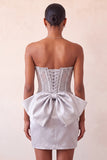 Silver Sweetheart Bodycon Corset Homecoming Dress with Bow