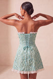 Cute Blush Jacquard A Line Ruffled Sweetheart Homecoming Dress with Slit