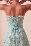 Cute Blush Jacquard A Line Ruffled Sweetheart Homecoming Dress with Slit