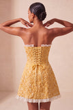 Cute Blush Jacquard A Line Ruffled Sweetheart Homecoming Dress with Slit