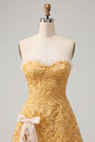 Cute Blush Jacquard A Line Ruffled Sweetheart Homecoming Dress with Slit