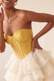 Pink Sweetheart A Line Tiered Jacquard Corset Homecoming Dress with Lace-up Back