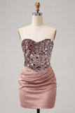 Champagne Sequin Bodycon Sweetheart Homecoming Dress