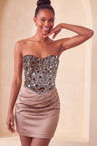Champagne Sequin Bodycon Sweetheart Homecoming Dress