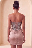Champagne Sequin Bodycon Sweetheart Homecoming Dress
