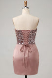 Champagne Sequin Bodycon Sweetheart Homecoming Dress