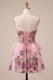 Sequin Corset A Line Sweetheart Red Homecoming Dress with Ruffles