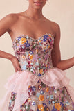 Sequin Corset A Line Sweetheart Red Homecoming Dress with Ruffles