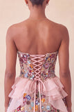 Sequin Corset A Line Sweetheart Red Homecoming Dress with Ruffles